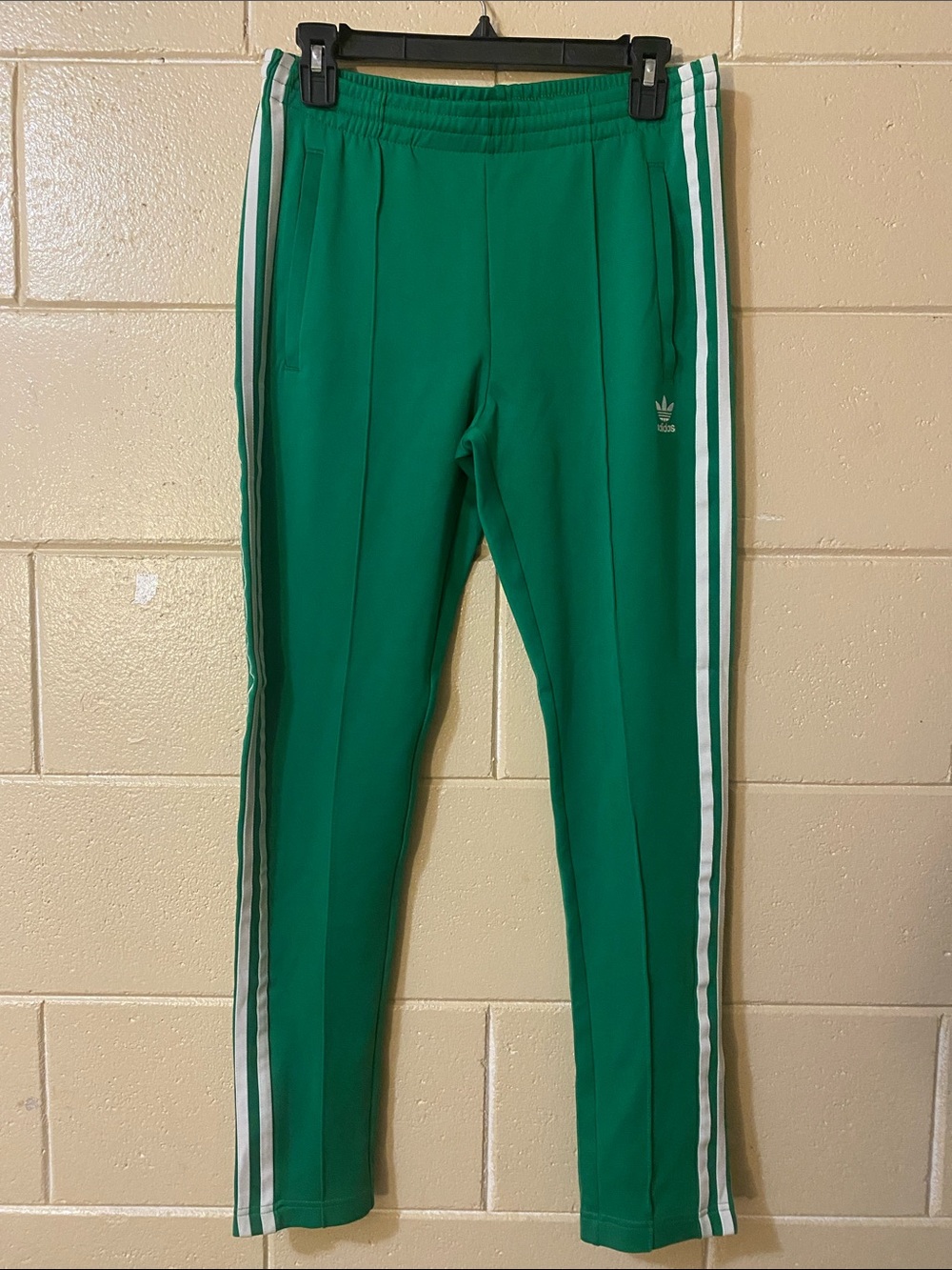 adidas Green Joggers with White Side Stripes